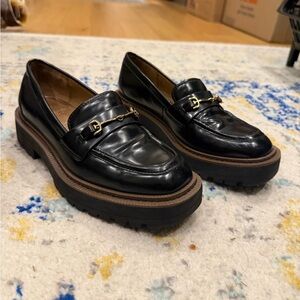 Steve Madden Black Loafers with Gold Accent